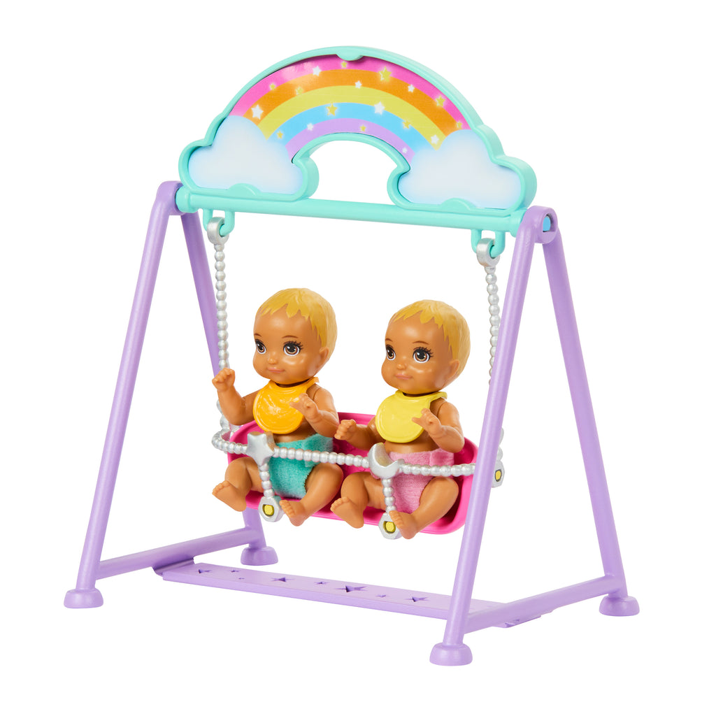 Barbie Skipper İkiz Bebekler Bakımı Oyun Seti, ikiz bebek odası oyun seti ve aksesuarlar