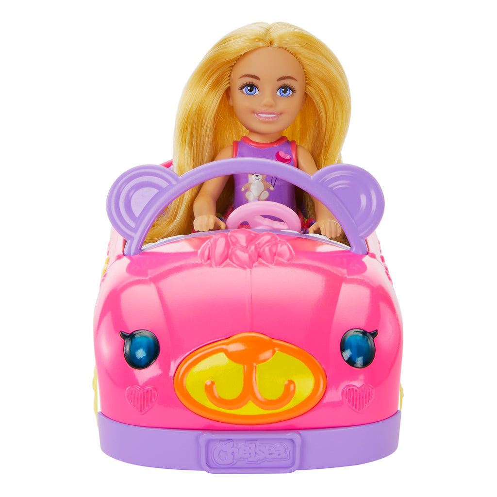 Barbie Chelsea araç seti, sarışın küçük bebek, oyuncak araba ve ayıcık aksesuarı