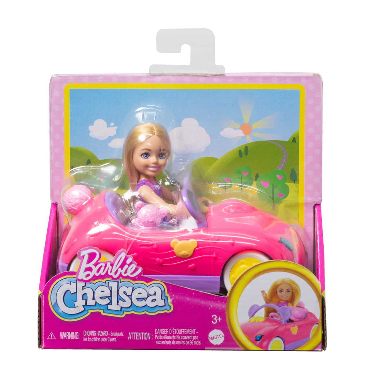 Barbie Chelsea araç seti, sarışın küçük bebek, oyuncak araba ve ayıcık aksesuarı