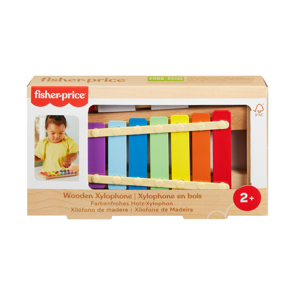 Yürüme çağındaki çocuklar için 2 parçalı müzik aleti Fisher-Price Ahşap Ksilofon