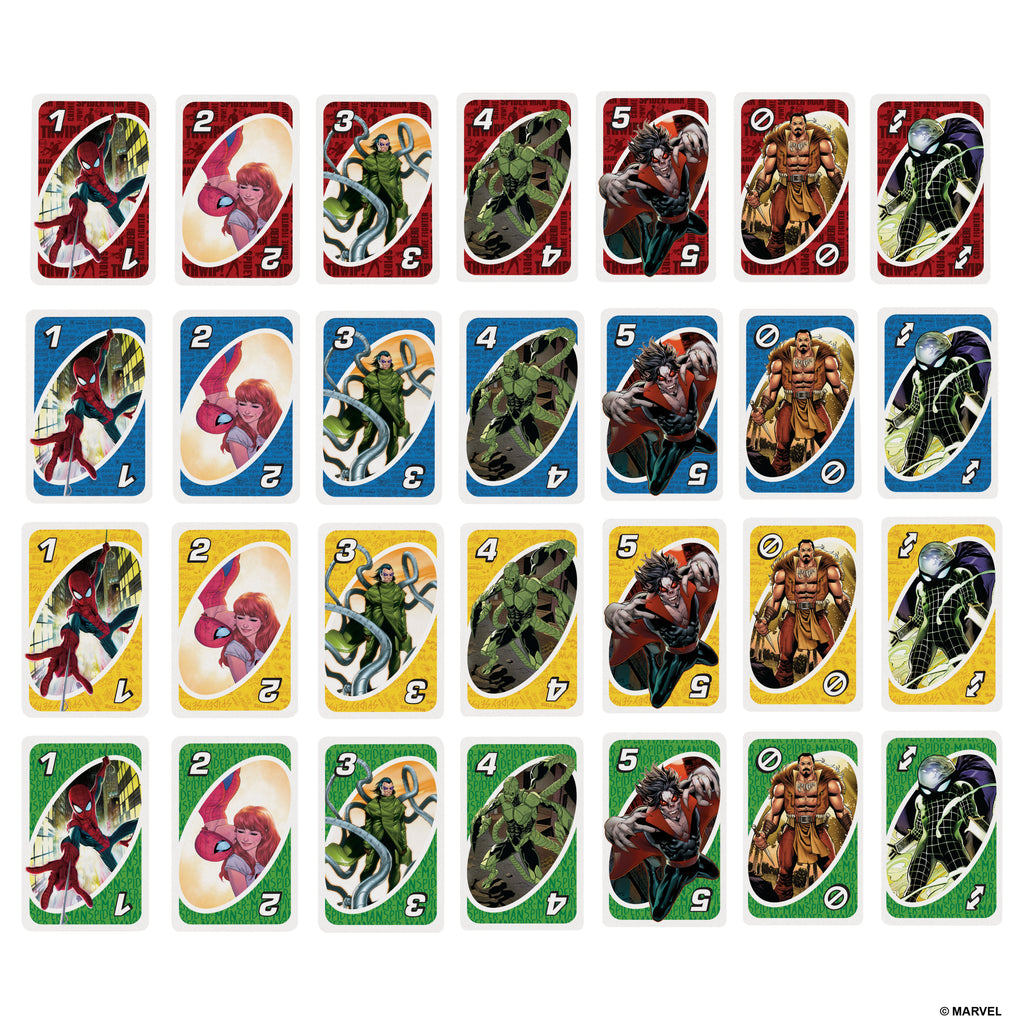 Marvel çizgi roman serisinden ilham alan, çocuklara, yetişkinlere ve aileyle bir araya gelinen akşamlara uygun UNO Spider-Man Kartlar