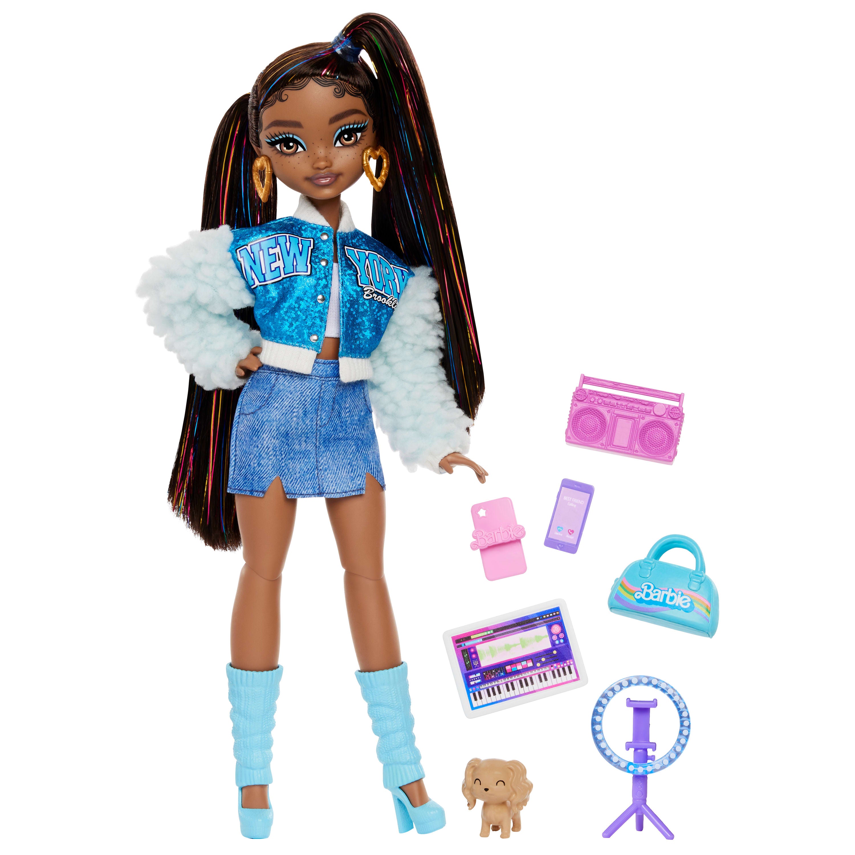 Barbie Rüya Arkadaşlar 'Brooklyn' Bebek Seti - Dans ve Müzik Temalı 8 Aksesuar