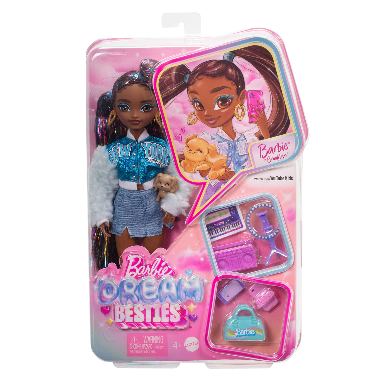 Barbie Rüya Arkadaşlar 'Brooklyn' Bebek Seti - Dans ve Müzik Temalı 8 Aksesuar