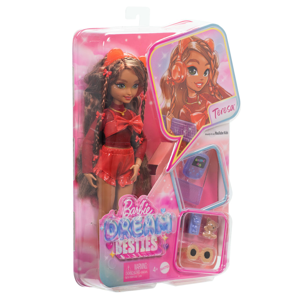 Barbie Rüya Arkadaşlar™ Teresa™ bebek ve video oyunu temalı 10 parça aksesuar