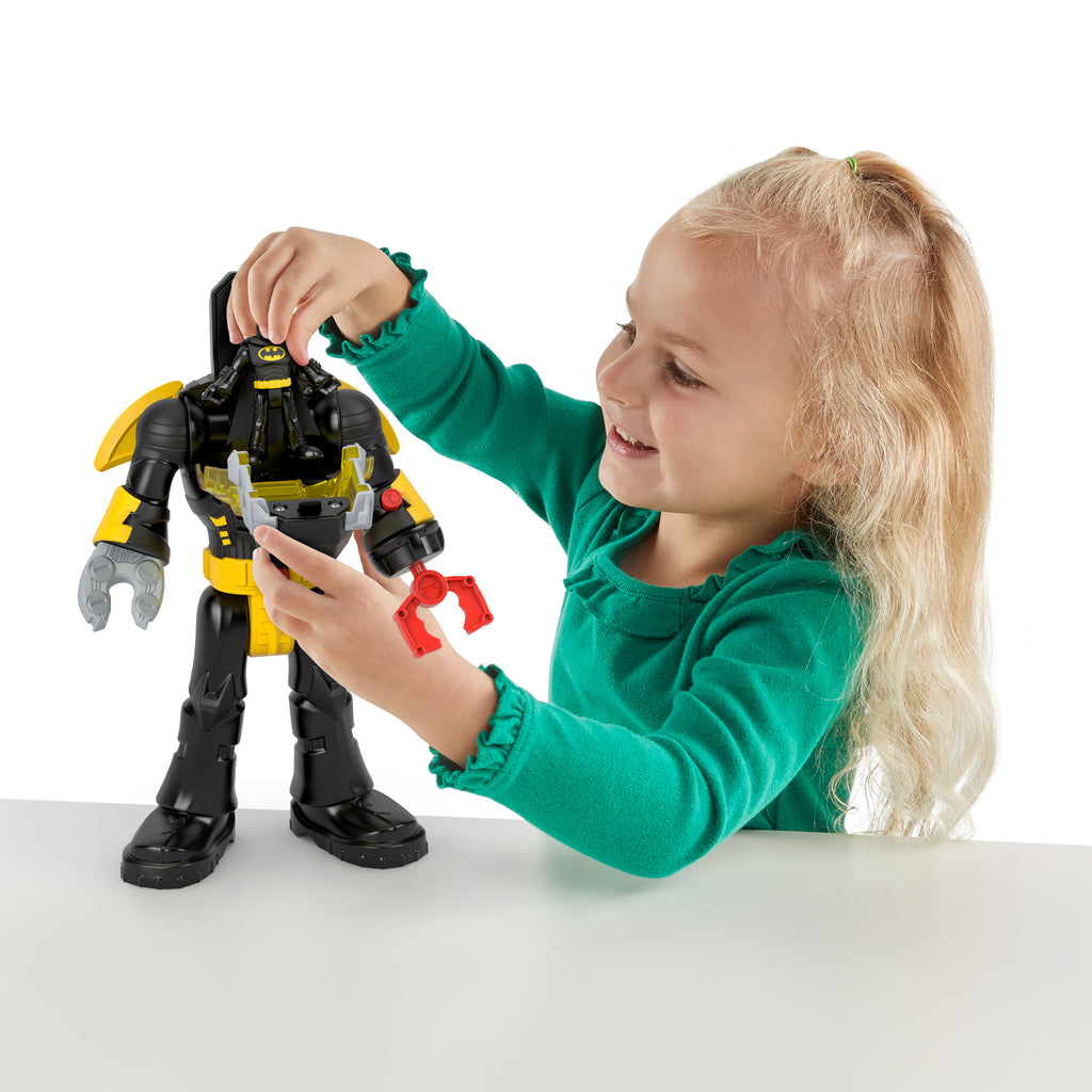 Imaginext DC Super Friends Batman Insider ve Exo Kostümü, ışıklı ve sesli siyah robot, 6 parça