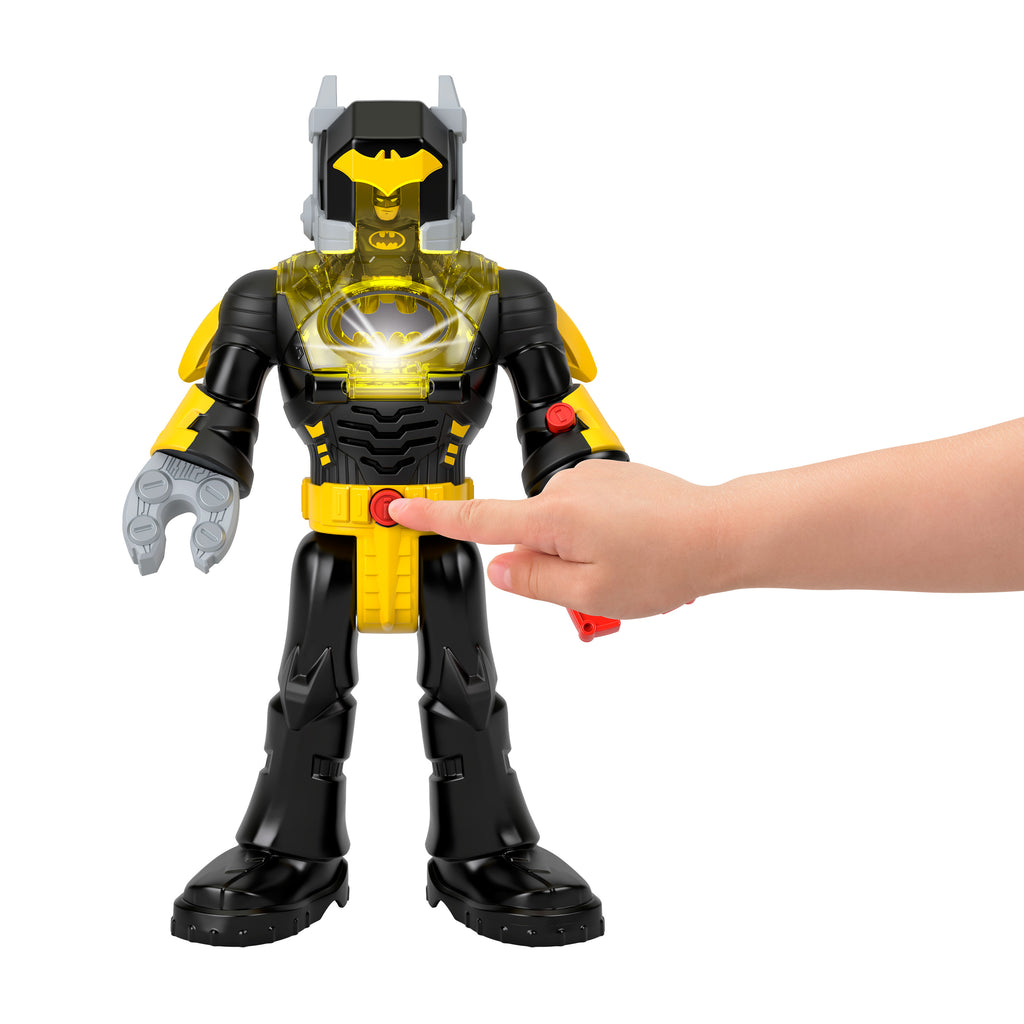 Imaginext DC Super Friends Batman Insider ve Exo Kostümü, ışıklı ve sesli siyah robot, 6 parça