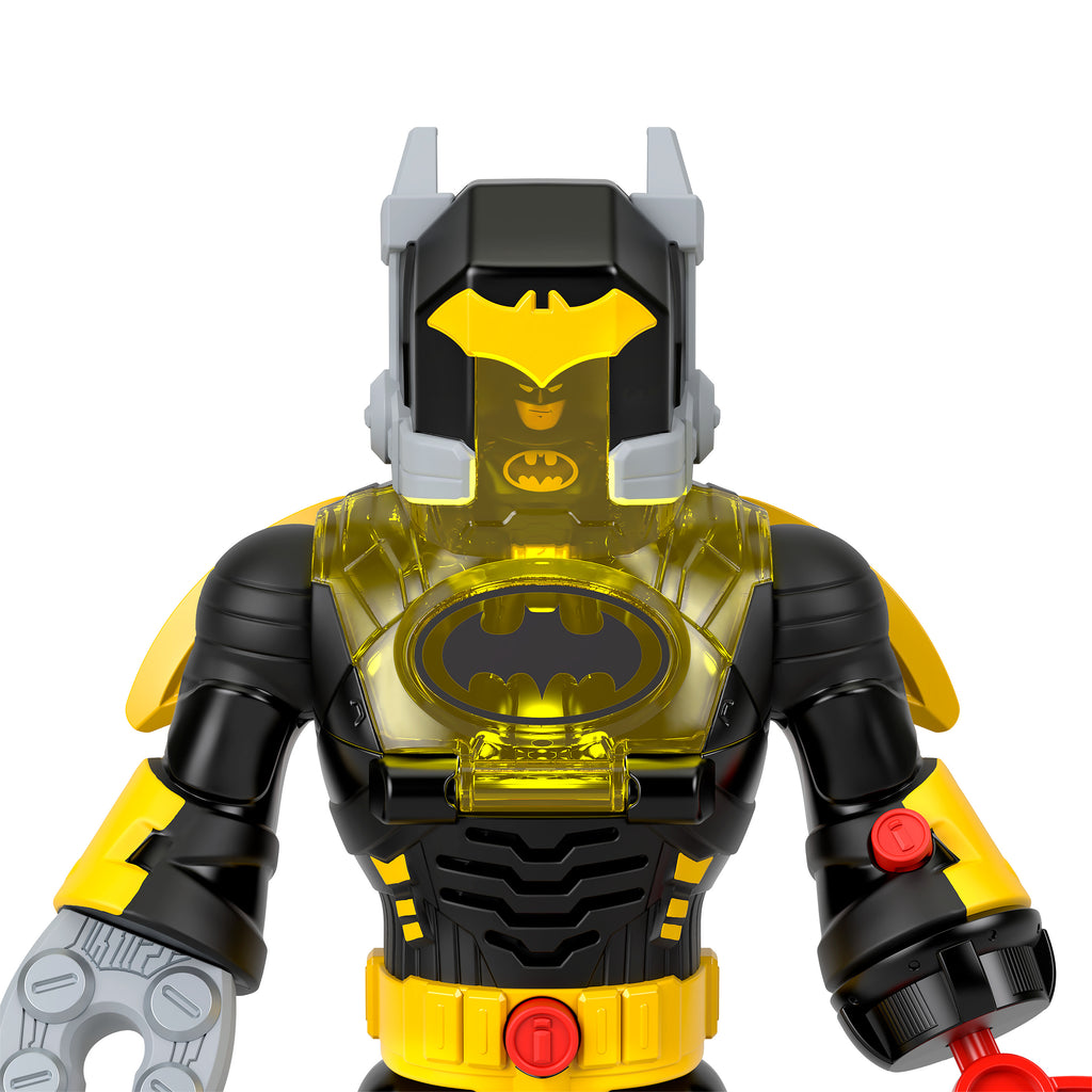 Imaginext DC Super Friends Batman Insider ve Exo Kostümü, ışıklı ve sesli siyah robot, 6 parça