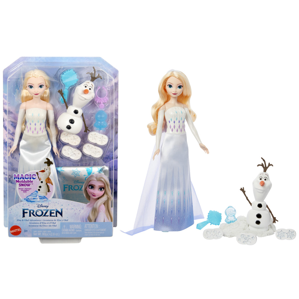 Elsa bebek, Olaf figürü, şekillendirilebilir kum ve 4 damga içeren Disney Karlar Ülkesi Elsa ve Olaf'ın maceraları