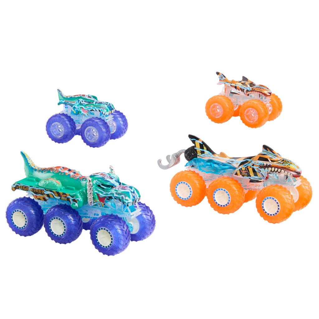 Hot Wheels Monster Trucks Power Smashers oyuncak araç ve büyük TIR çoklu paketi (4 oyuncak araç)