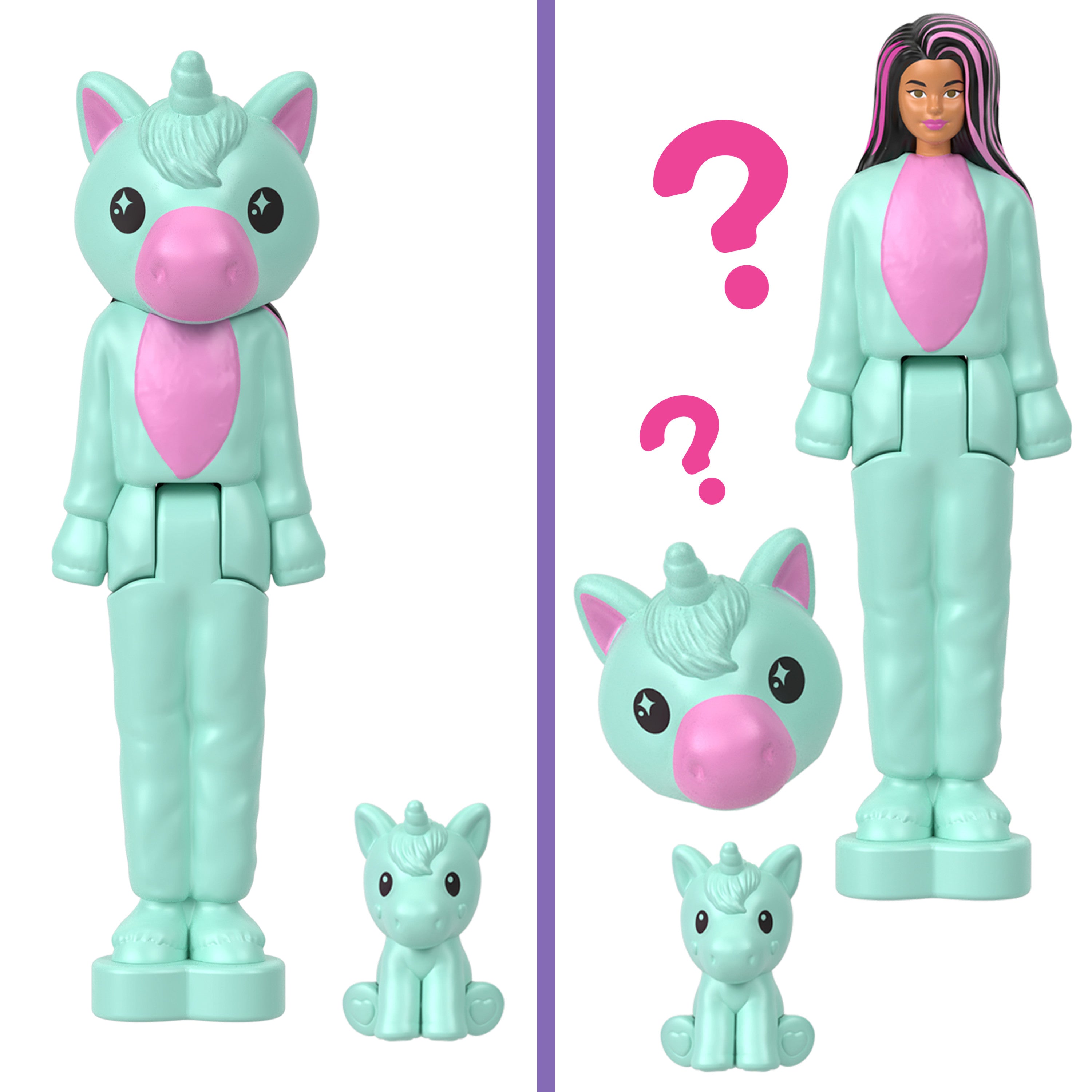 Barbie Mini BarbieLand Cutie Reveal Sürpriz Bebek ve Pelüş Hayvan Dostu Figürü (4 cm)