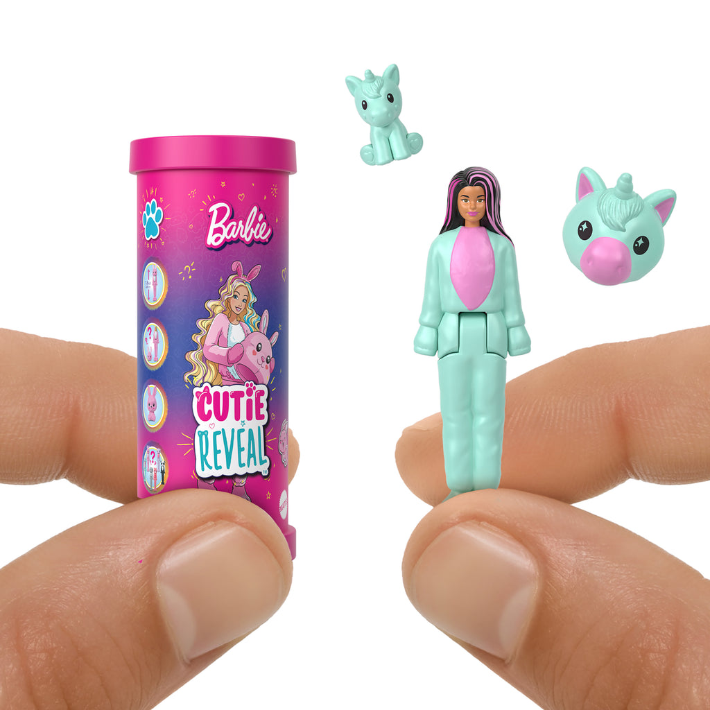 Barbie Mini BarbieLand Cutie Reveal Sürpriz Bebek ve Pelüş Hayvan Dostu Figürü (4 cm)