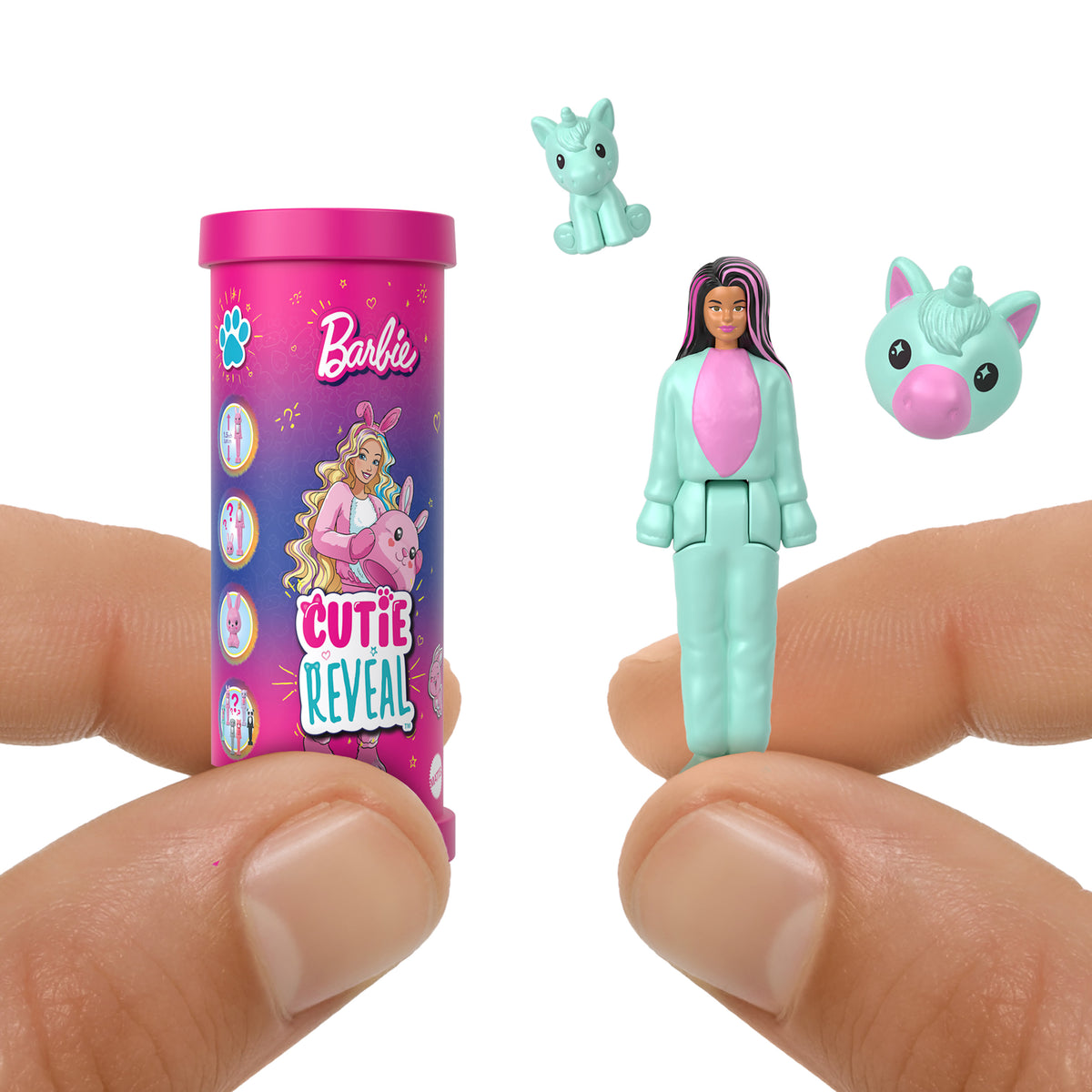 Barbie Mini BarbieLand Cutie Reveal Sürpriz Bebek ve Pelüş Hayvan Dostu Figürü (4 cm)