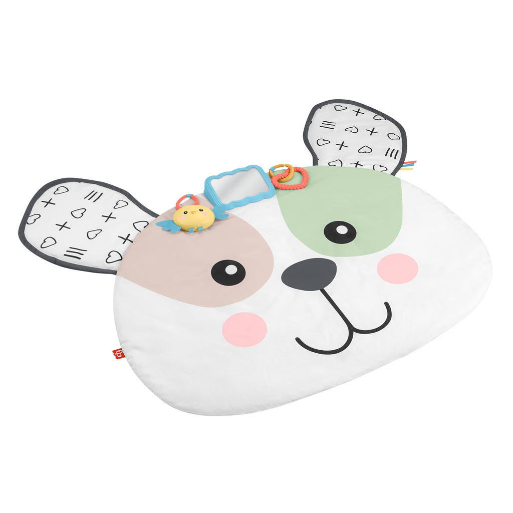 Yenidoğanların karın üstünde oynama zamanı için Fisher-Price Sevimli Köpekçik Büyük Oyun Minderi ve 2 bebek oyuncağı