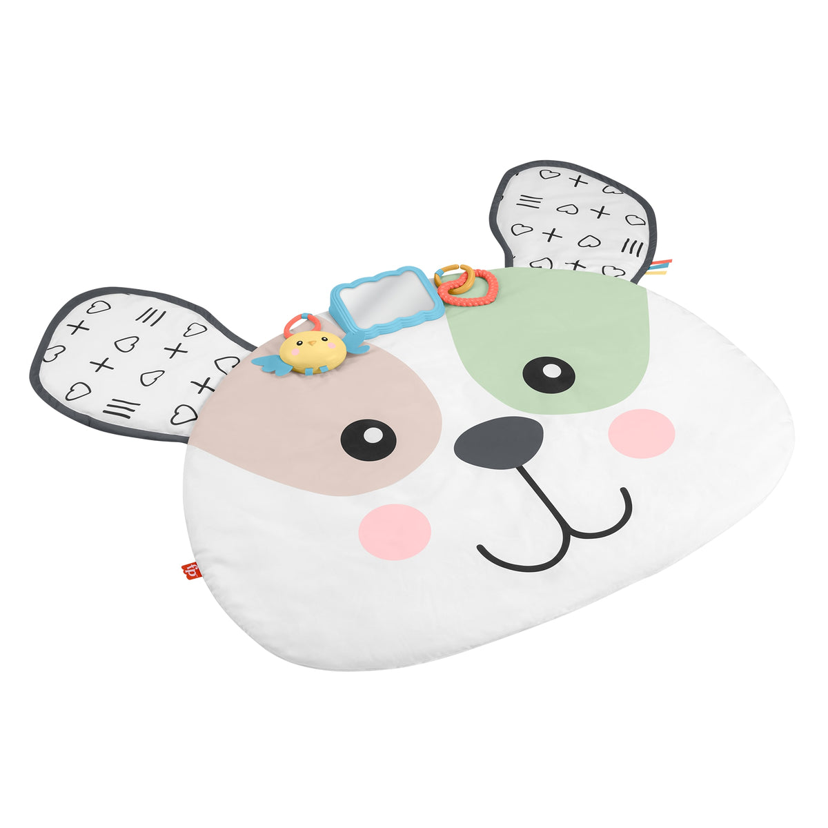 Yenidoğanların karın üstünde oynama zamanı için Fisher-Price Sevimli Köpekçik Büyük Oyun Minderi ve 2 bebek oyuncağı