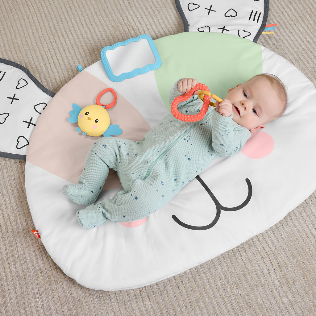 Yenidoğanların karın üstünde oynama zamanı için Fisher-Price Sevimli Köpekçik Büyük Oyun Minderi ve 2 bebek oyuncağı