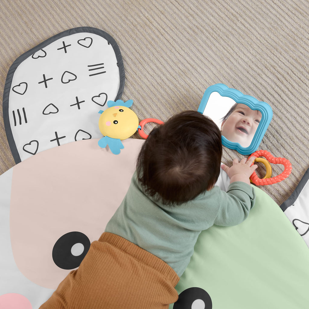 Yenidoğanların karın üstünde oynama zamanı için Fisher-Price Sevimli Köpekçik Büyük Oyun Minderi ve 2 bebek oyuncağı