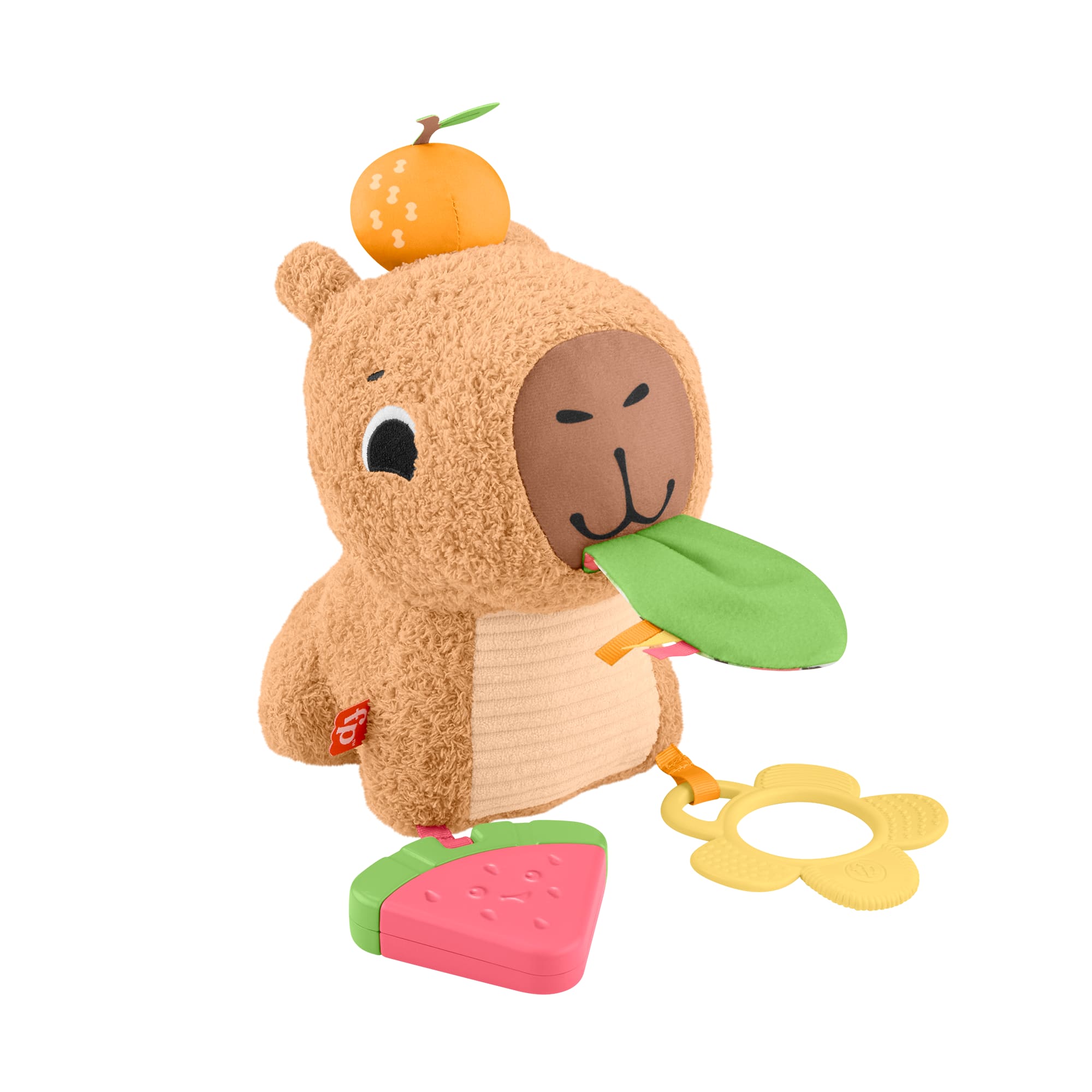 Yenidoğanlar için dişliği ve çıngırağı olan Yumuşacık Obur Kapi duyusal gelişime yardımcı peluş bebek oyuncağı