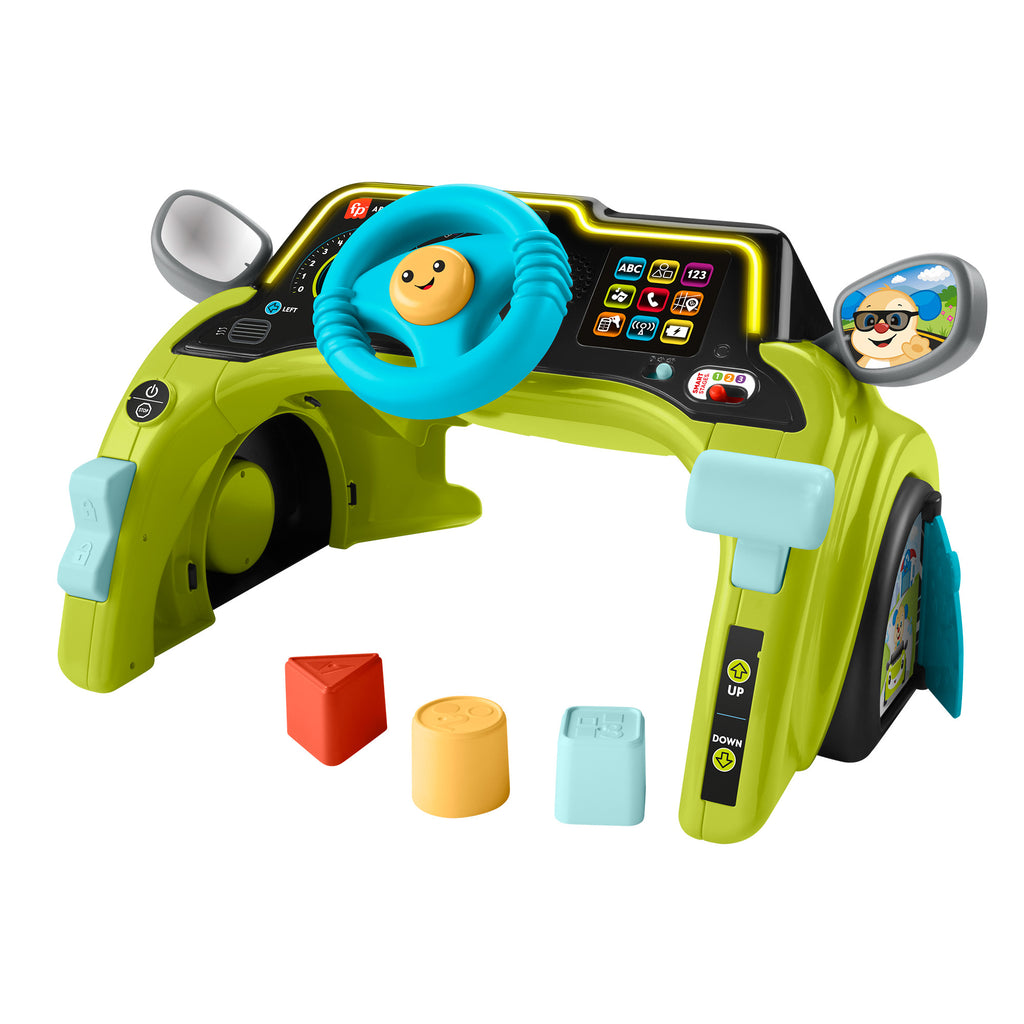 Fisher-Price Eğlen ve Öğren bebek ve yürüme çağındaki çocuklar için birden fazla dil desteğine sahip eğitici İlk Arabam Aktivite Merkezi