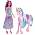 Barbie® büyüleyici bebek ve tek boynuzlu at oyuncak seti, eyer, fırça ve aksesuarlar