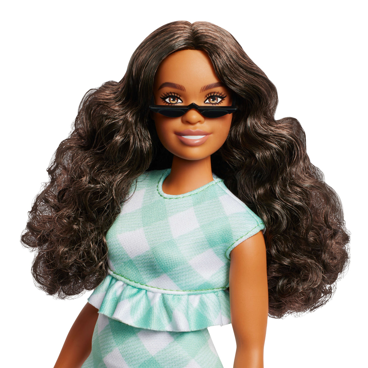 Barbie Fashionistas Bebek #240 Yeşil Kareli Elbiseli