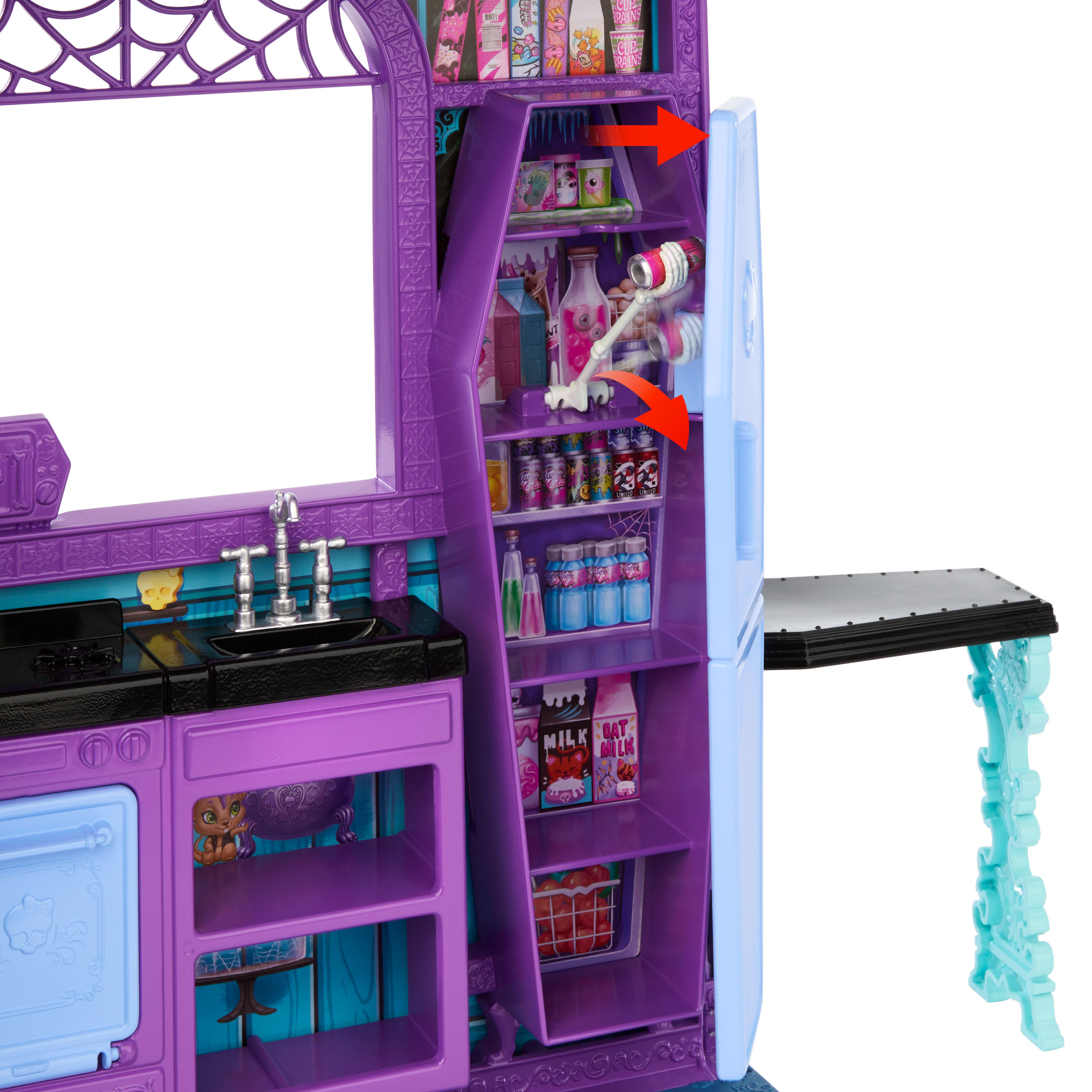 Her odasında ilginç sürprizler olan Monster High Gizemli Butik Otel ve 13'ten fazla aksesuar