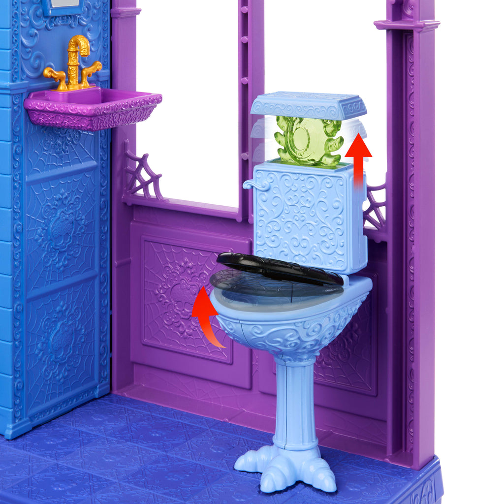 Her odasında ilginç sürprizler olan Monster High Gizemli Butik Otel ve 13'ten fazla aksesuar
