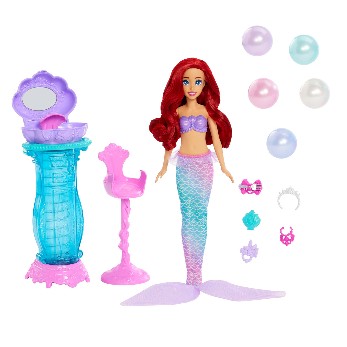 Disney Prensesi Ariel Vanity Pop deniz kızı bebek ve 5 sürprize sahip makyaj masası