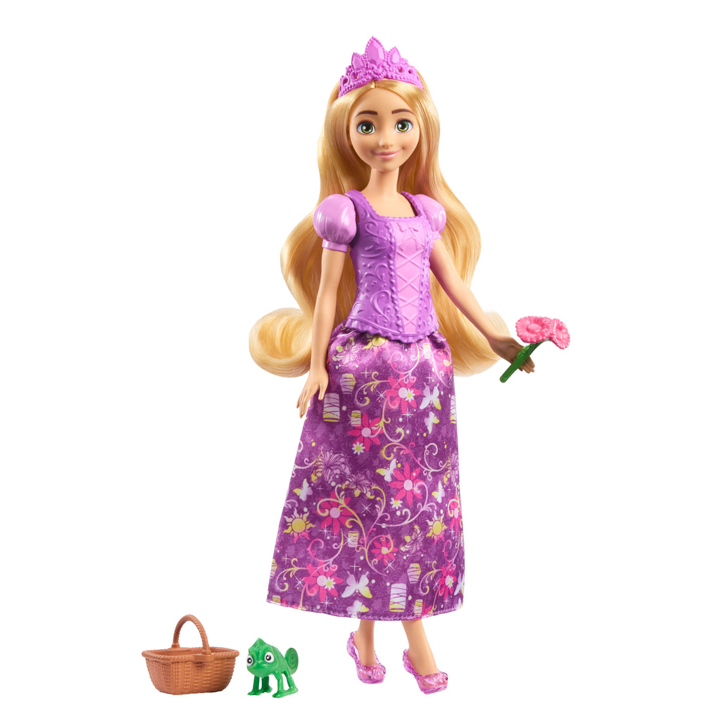 Disney Prensesi 2'si 1 Arada Hikayeler Rapunzel bebek, takılıp çıkarılabilen 2 büstiyer, 2 etek ve 9 aksesuar