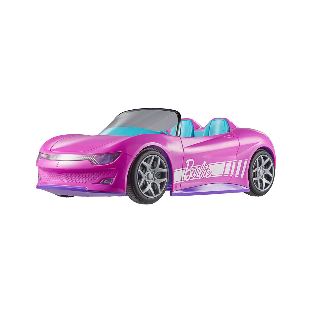 Hot Wheels Barbie uzaktan kumandalı ve şarj edilebilir üstü açık oyuncak araba, 2 Barbie bebeği taşıyabilir