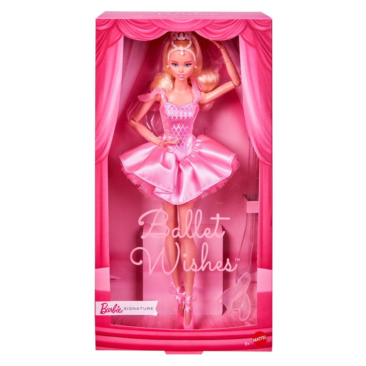 Satenimsi pembe tütüsüyle koleksiyona uygun Barbie Signature Balerin bebek