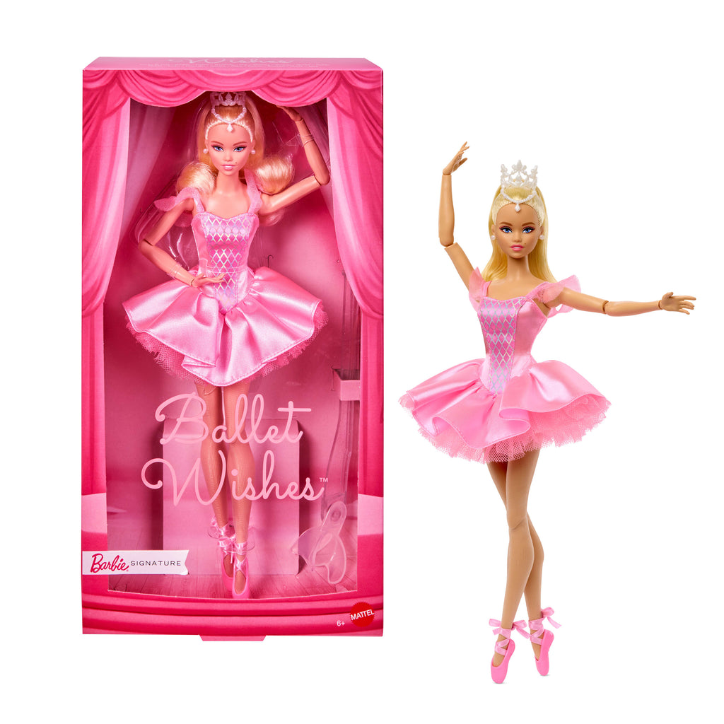 Satenimsi pembe tütüsüyle koleksiyona uygun Barbie Signature Balerin bebek