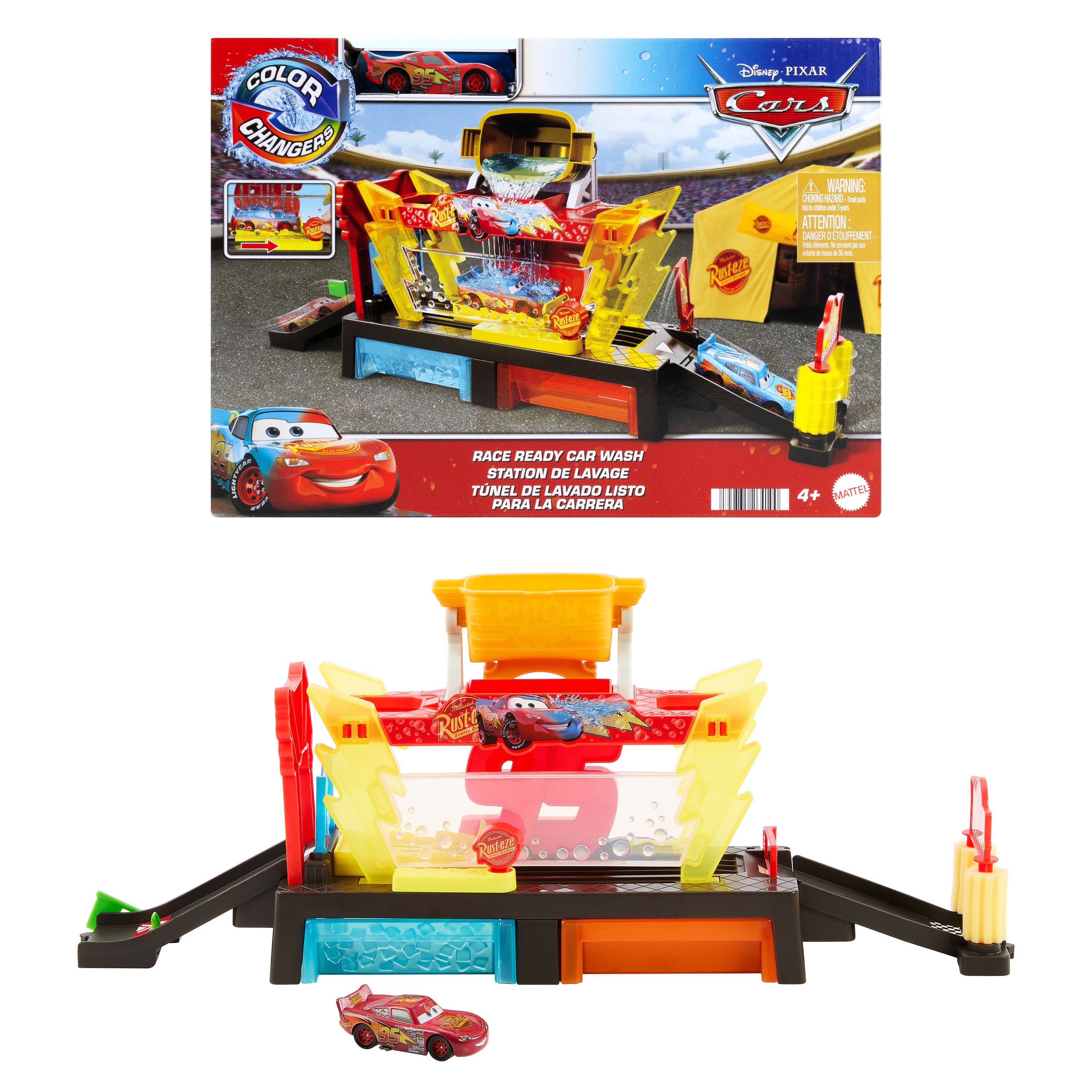 Cars Renk Değiştiren MCQUEEN ile Yıkama Oyun Seti ve renk değiştiren Şimşek McQueen