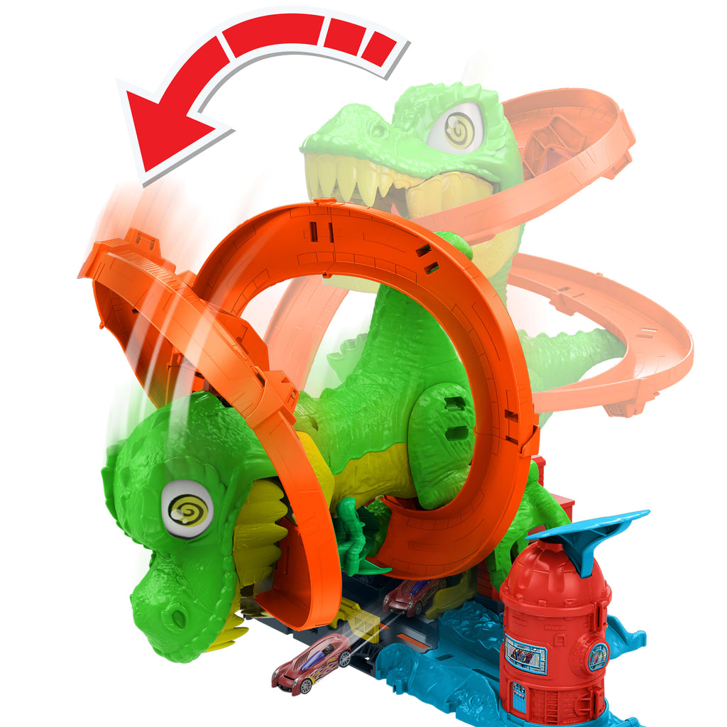 Hot Wheels® T-Rex ve İtfaiye İstasyonu Oyun Seti - 1:64 Ölçekli Metal Araba Dahil, 4+ Yaş