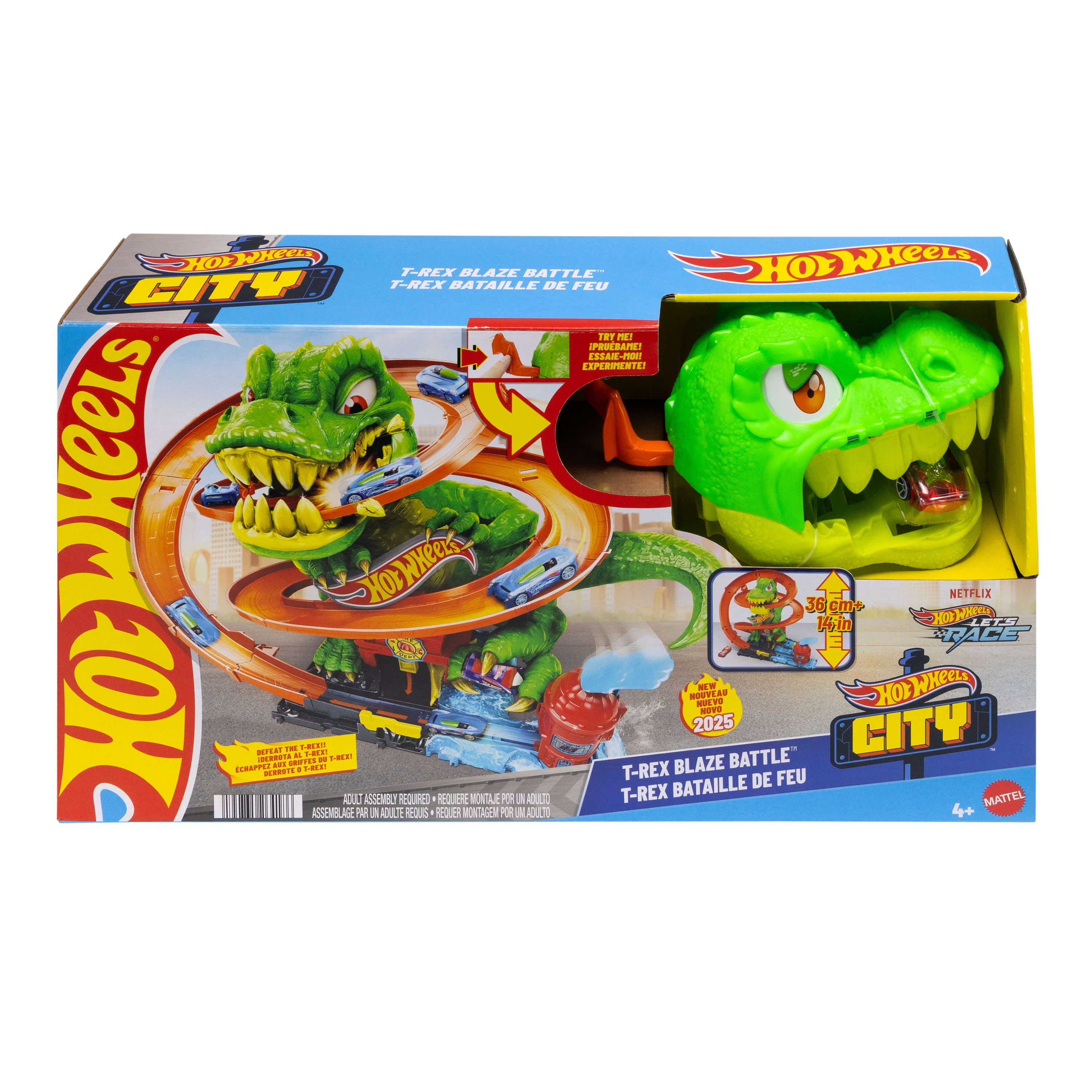 Hot Wheels® T-Rex ve İtfaiye İstasyonu Oyun Seti - 1:64 Ölçekli Metal Araba Dahil, 4+ Yaş