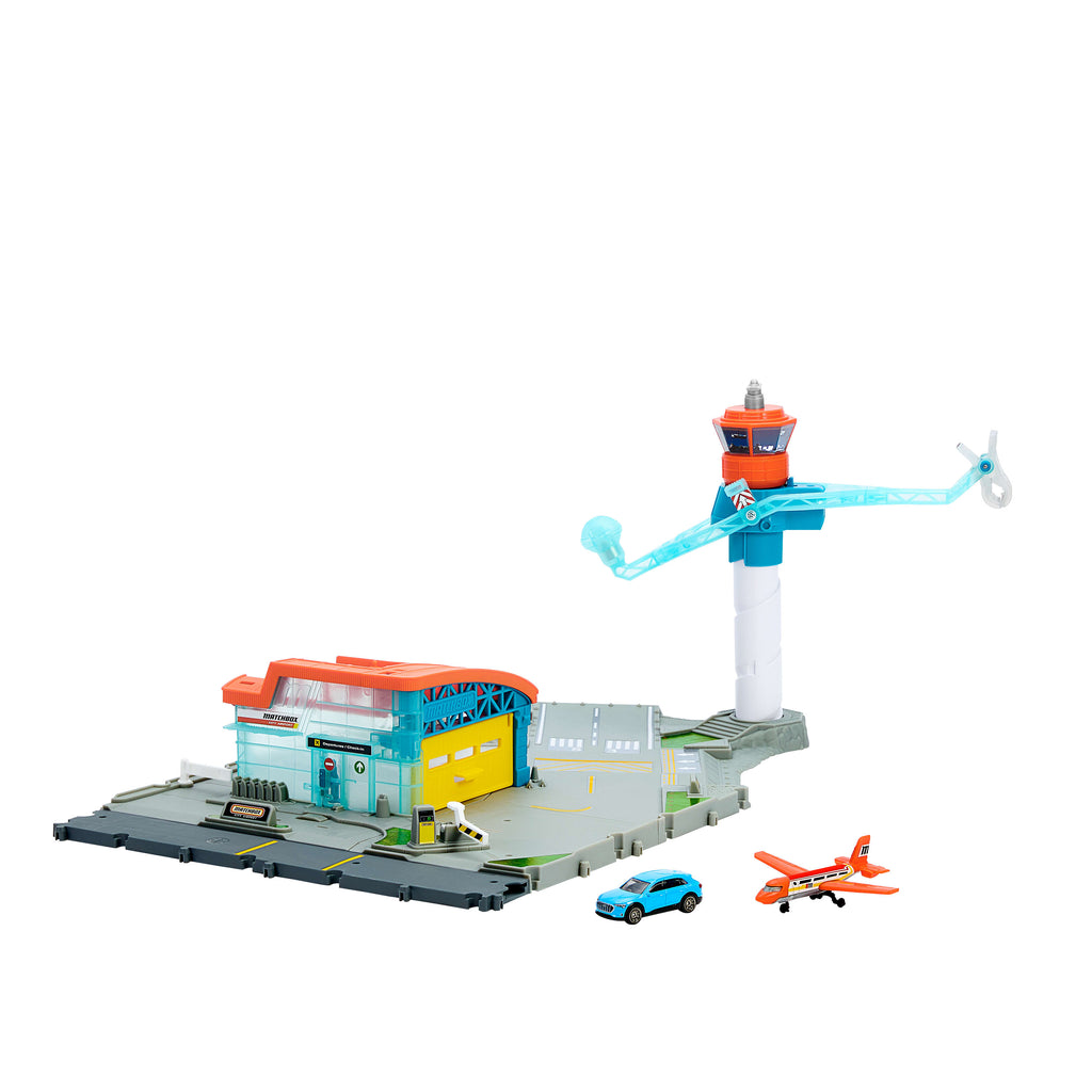 Havalaanı temalı Matchbox® Havaalanı Oyun Seti, 1 adet metal oyuncak Audi araba ve 1 adet plastik uçak