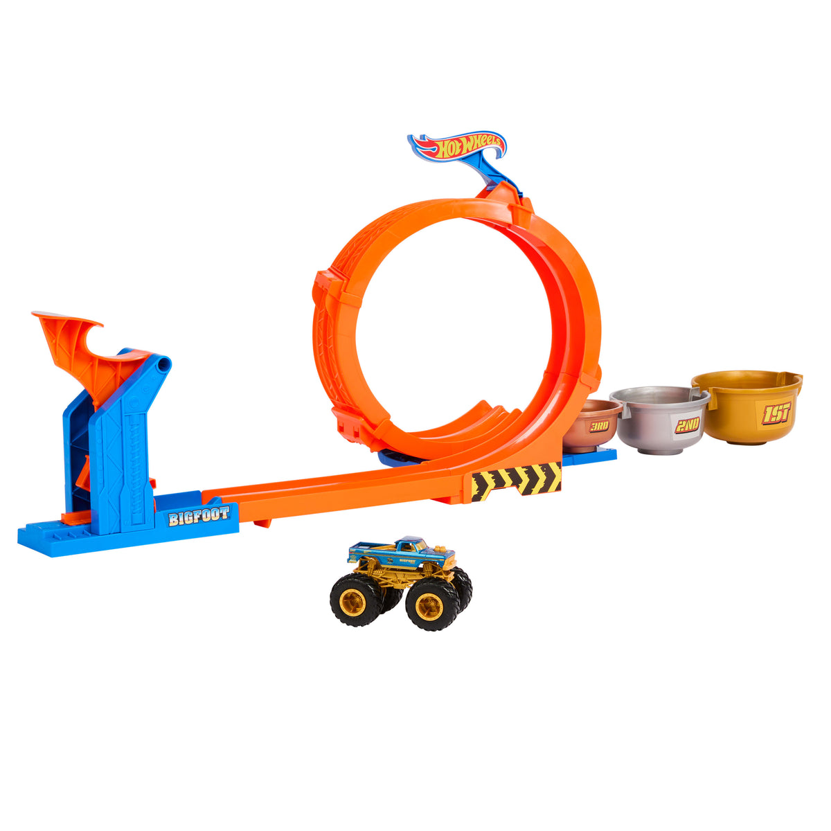 Hot Wheels® Monster Trucks Döngü ve Takla Bigfoot Oyun Parkuru ve metal Bigfoot oyuncak aracı