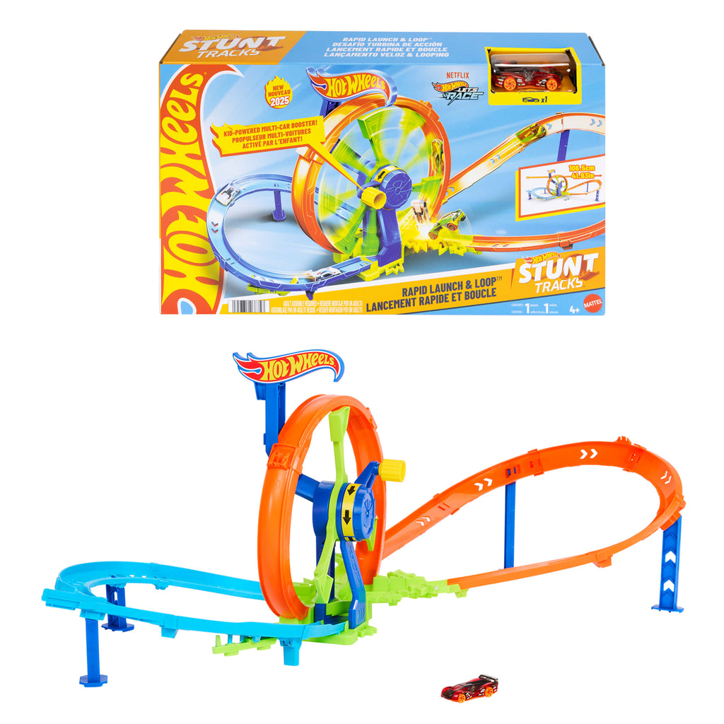 Hot Wheels Sürat Çemberi oyun seti ve 1:64 ölçekli metal oyuncak araba, çarpışma temalı pist seti