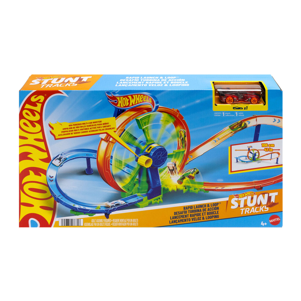 Hot Wheels Sürat Çemberi oyun seti ve 1:64 ölçekli metal oyuncak araba, çarpışma temalı pist seti