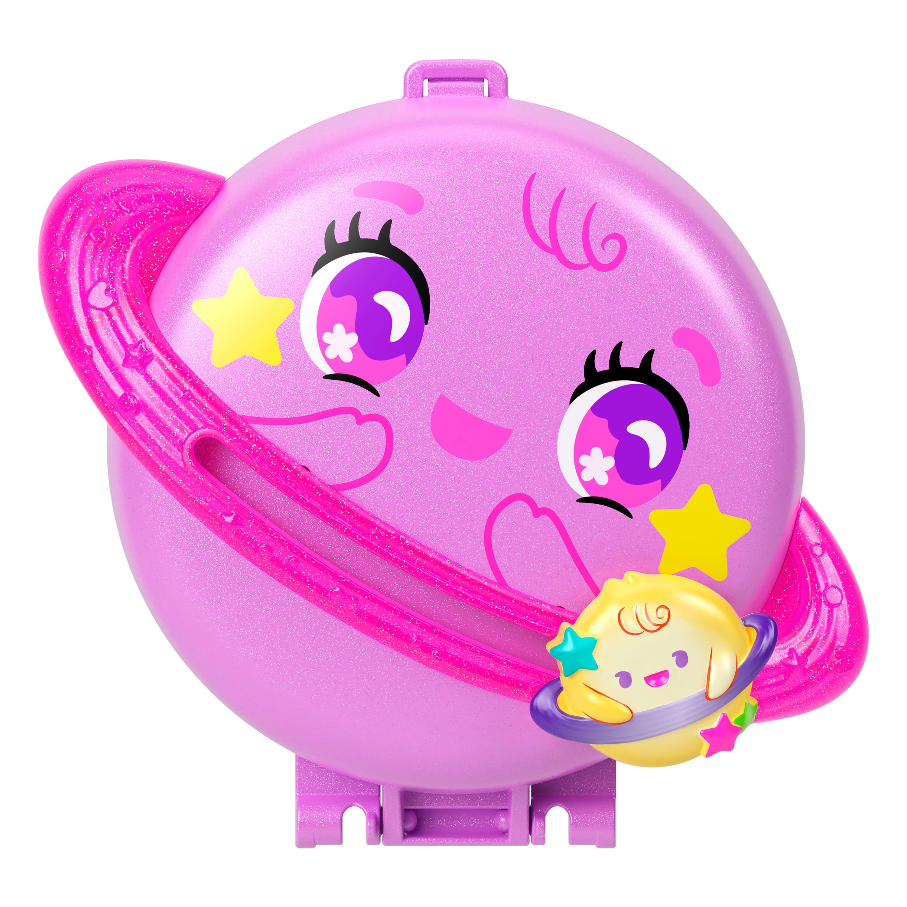 Polly Pocket Polly Gezegeni mini oyun seti, 1 mikro bebek ve yavru köpek figürü, temaya uygun aksesuarların yer aldığı taşınabilir oyuncak