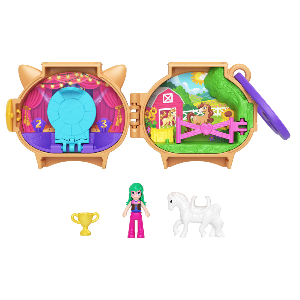 JCB20 Polly Pocket Sevimli Hayvanlar Kompakt Oyun Seti 4 Yaş ve Üzeri