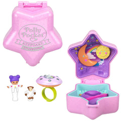 Polly Pocket Heritage Yüzük Kutusu Stardream Oyun Seti, Mikro Astronot Bebek, Maymun ve Takılabilir UFO Yüzük