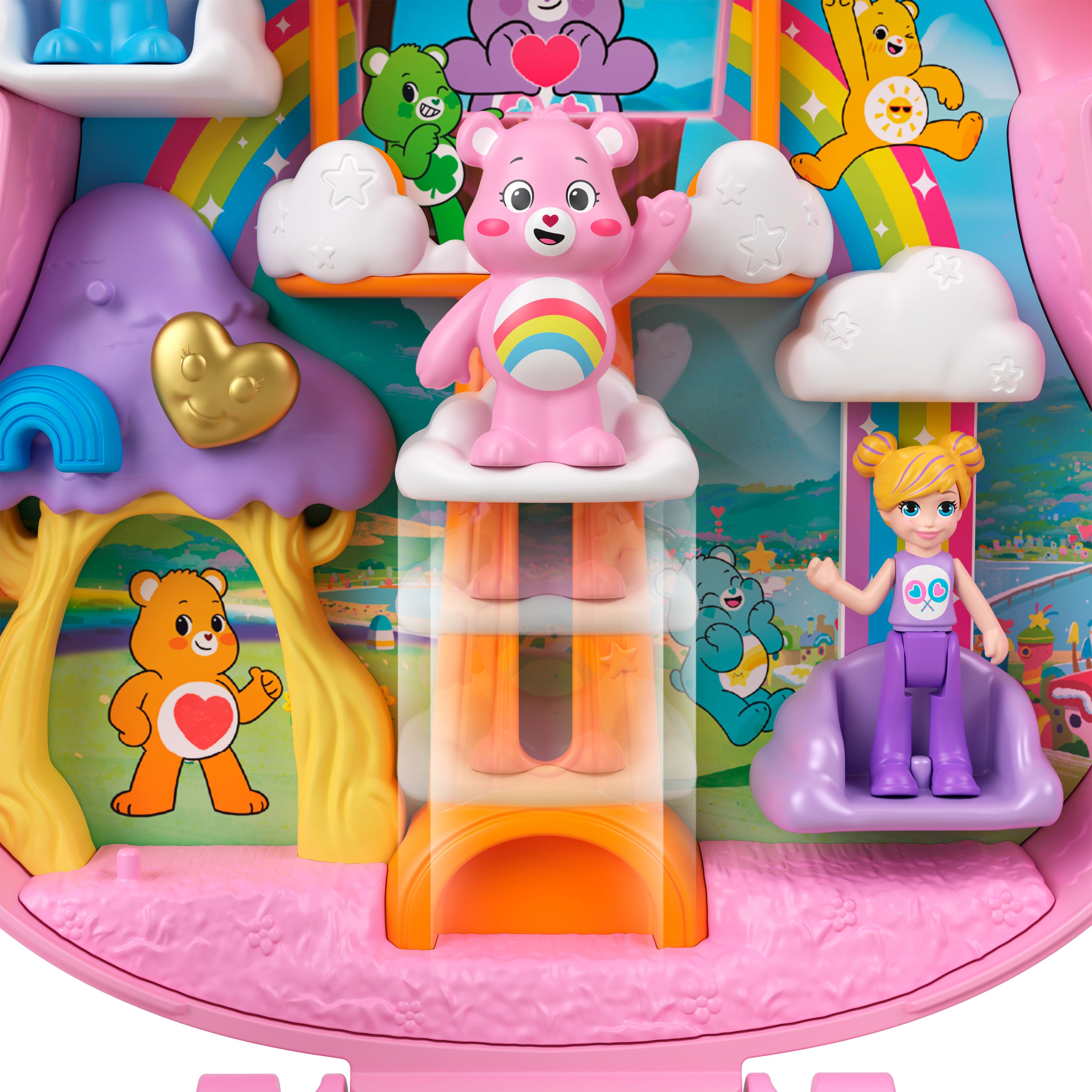 Polly Pocket ve Care Bears bebekler ve oyun seti, oyuncak araba ve temalı aksesuarlar, mini seyahat oyuncağı