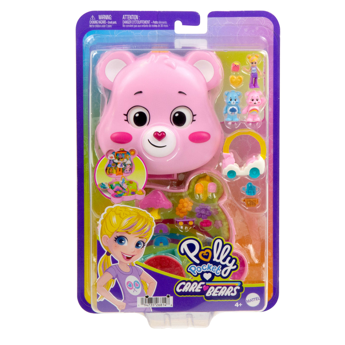 Polly Pocket ve Care Bears bebekler ve oyun seti, oyuncak araba ve temalı aksesuarlar, mini seyahat oyuncağı
