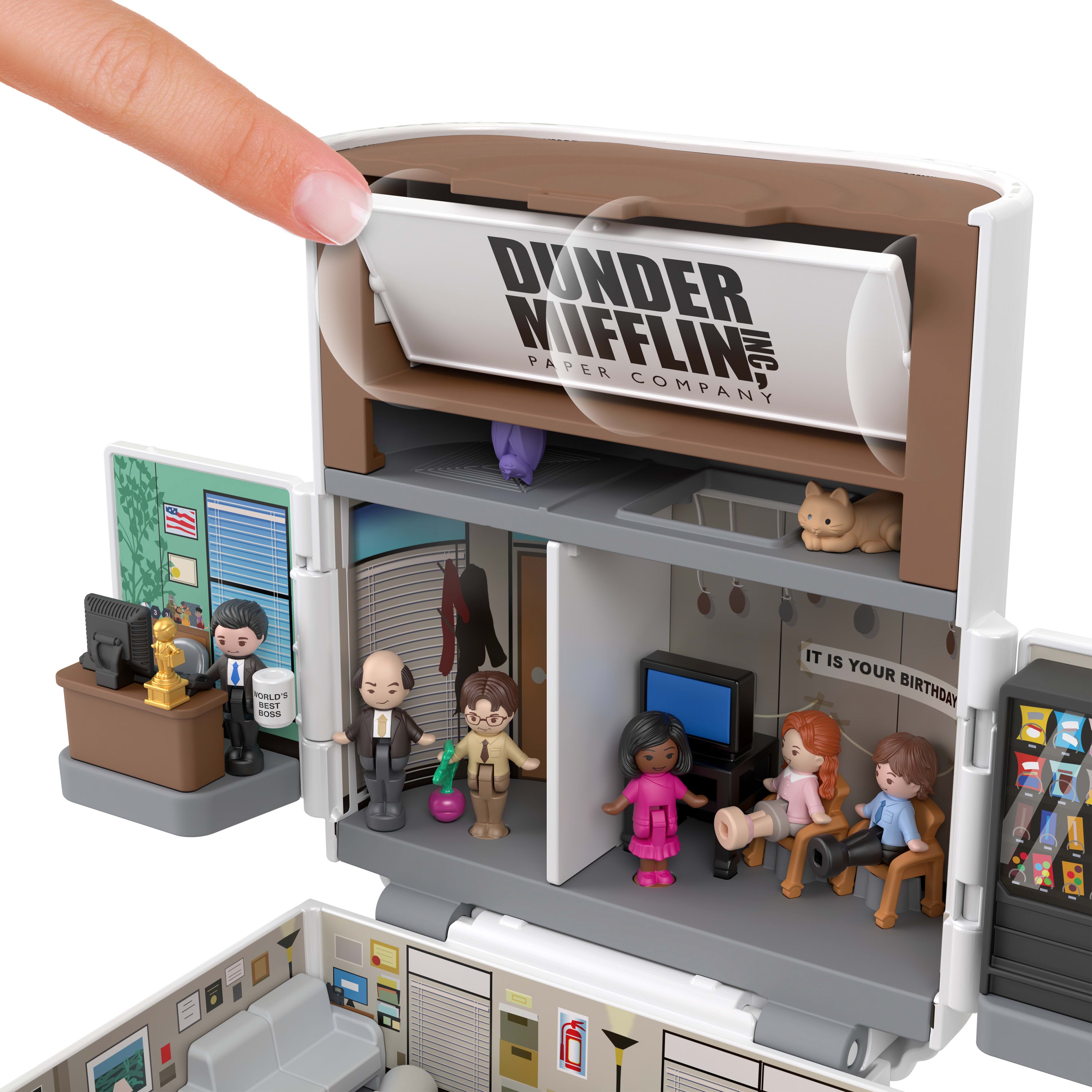 Polly Pocket ve The Office mini oyun seti, 6 karakter figürü ve 9 aksesuar, koleksiyona uygun Partnership oyuncağı