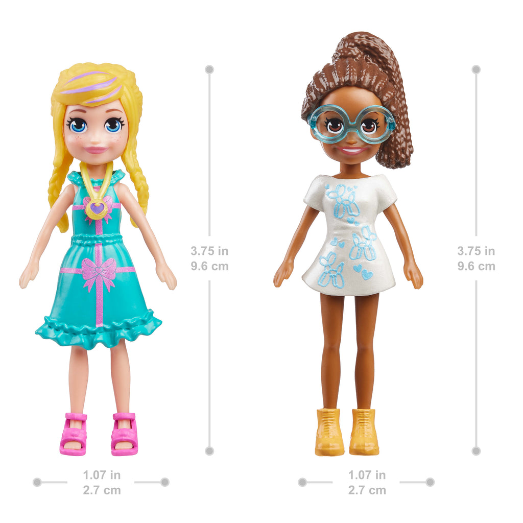 Polly Pocket Doğum Günü Partisi Paketi, bebek ve evcil hayvan oyun seti, moda ve yiyecek temalı aksesuarlar, seyahat oyuncağı
