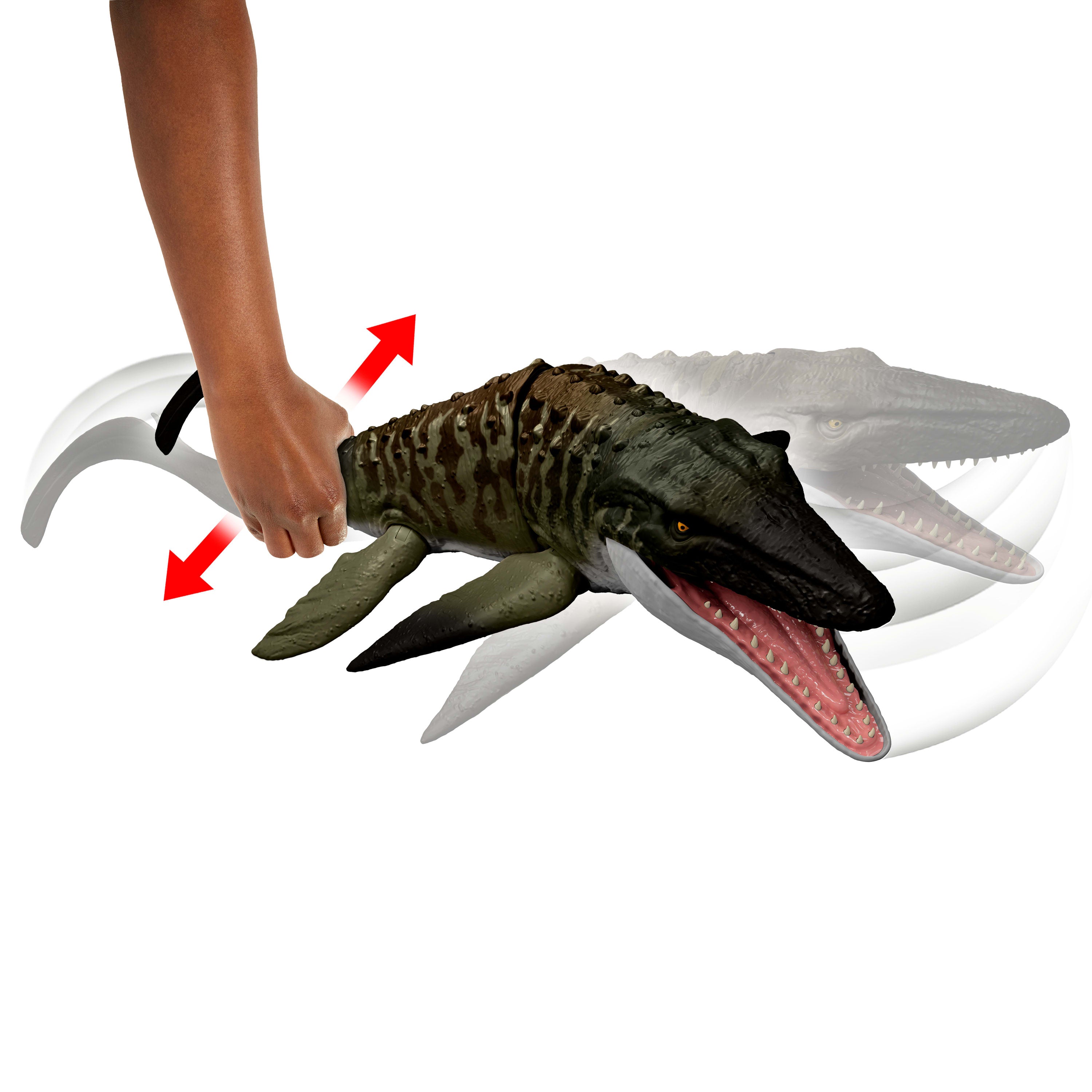 Jurassic World Rebirth Mosasaurus aksiyon figürü ve mini Dilophosaurus, dinozor oyuncağı