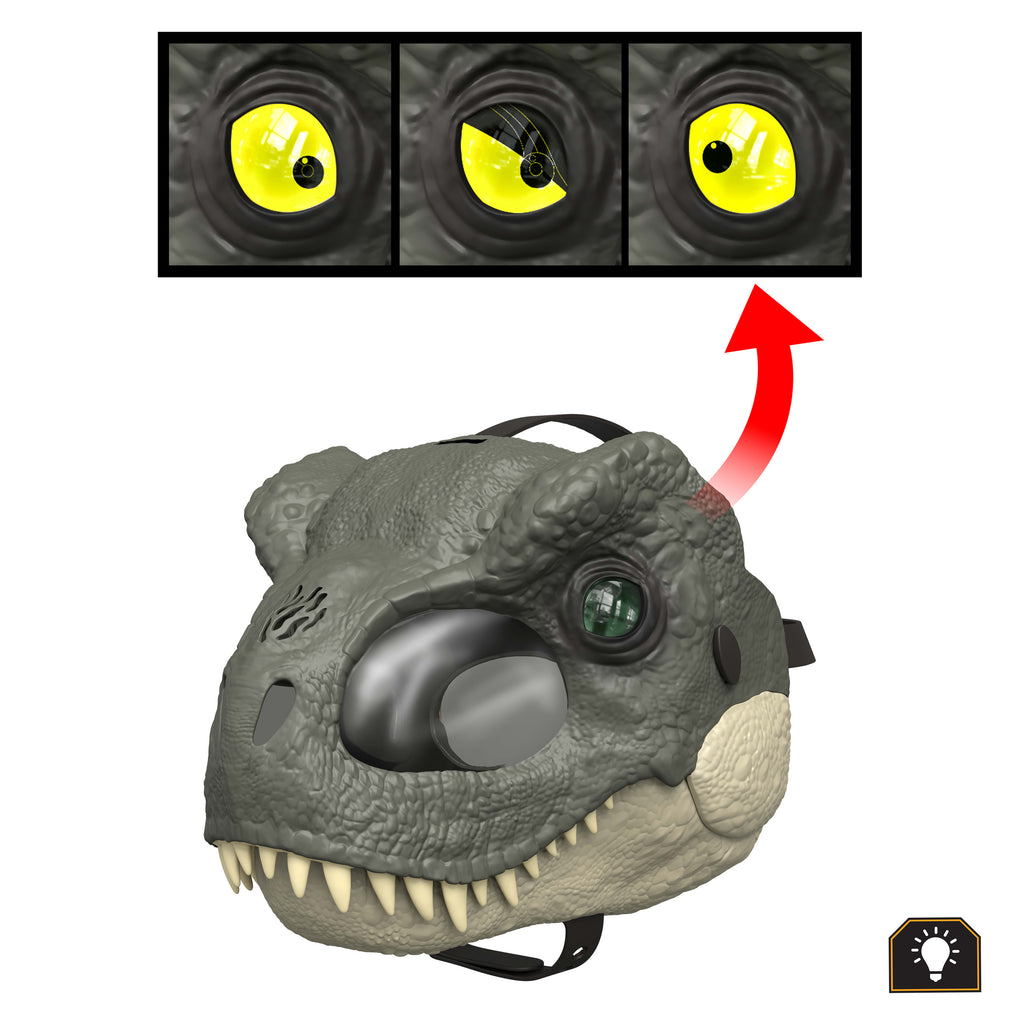 LED ışıklı gözleri ve 3 efekt seviyesiyle canlandırma oyunlarına ilham veren Jurassic World Işıklı ve Sesli Dinozor Maskesi