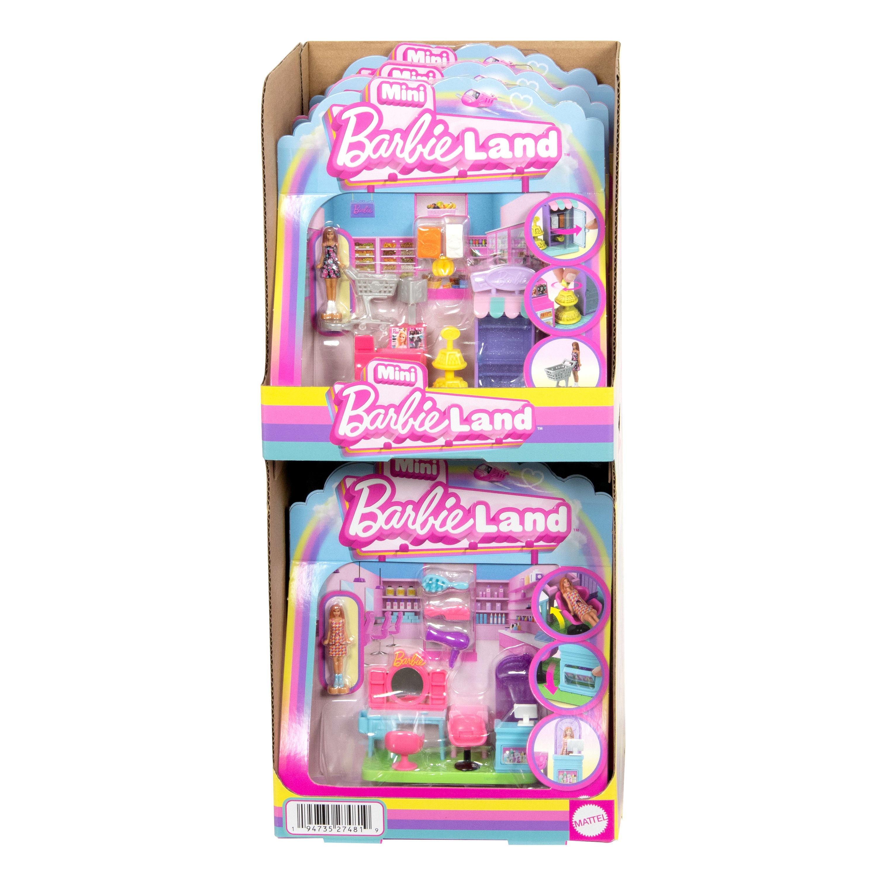 Barbie Mini Barbie Land bebek evi oyun setleri, 4 cm bebek, mobilyalar ve aksesuarlar (Stiller çeşitlilik gösterebilir)