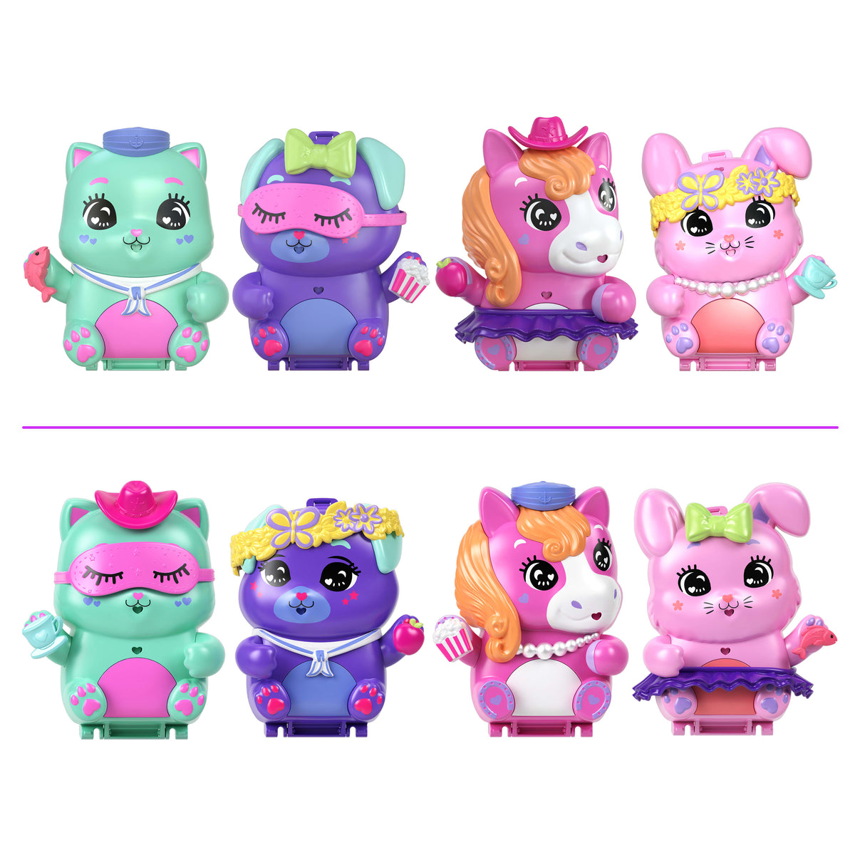 Polly Pocket Kedicik Yelkende mikro oyun seti, 1 mikro bebek ve evcil kediler, yiyecek ve stil aksesuarlarının yer aldığı seyahat oyuncağı