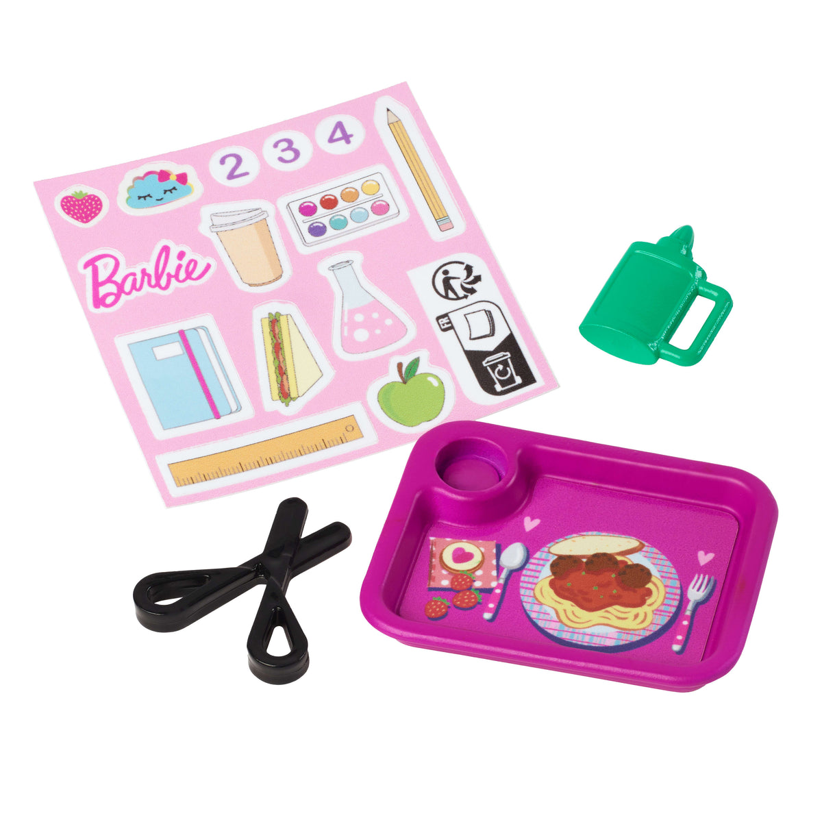 Öğretmen Barbie, kahverengi saçlı bebek, 1 çocuk figürü ve öğretim aksesuarları